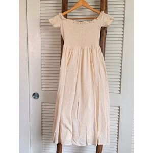 Urban Outfitters Smocked  Womens XS Cream Good Cottagecore Off Shoulder